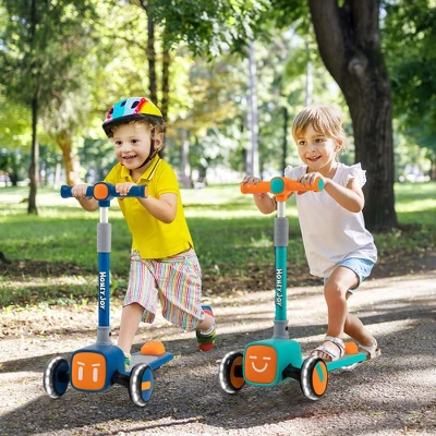 Honeyjoy Folding Adjustable Kids Toy Scooter W/LED Flashing Wheels Horn 4 Emoji Covers 2 Honeyjoy Folding Adjustable Kids Toy Scooter W/LED Flashing Wheels Horn 4 Emoji Covers - Image 2