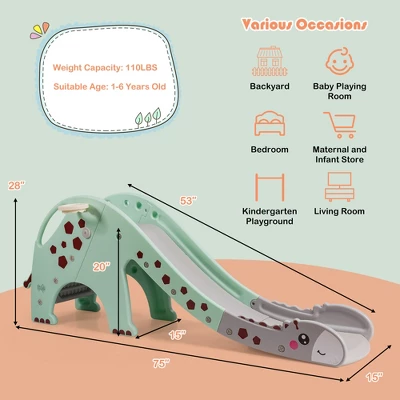 Costway 3 In 1 Kids Climber Slide Play Set W/ Basketball Hoop Indoor Outdoor Yellow/Green 1 Costway 3 In 1 Kids Climber Slide Play Set W/ Basketball Hoop Indoor Outdoor Yellow/Green