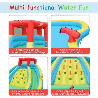 Costway Inflatable Mighty Water Slide Park Bounce Splash Pool Patio 7 Costway Inflatable Mighty Water Slide Park Bounce Splash Pool Patio - Image 7