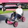 Costway 12V Kids Electric Go Kart Foldable Quad Racing Ride On Toy Car With Flashing Light Pink/Red