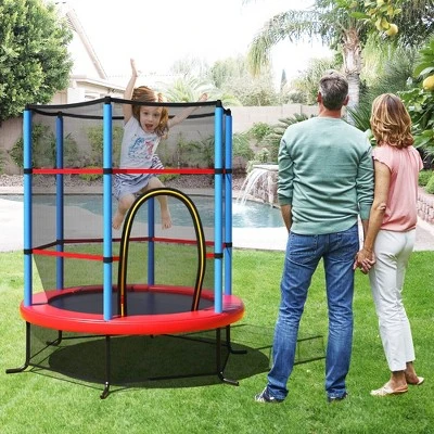 Costway 55" Kids Trampoline Bouncing Jumping Mat Recreational Trampoline W/Enclosure Net 1 Costway 55" Kids Trampoline Bouncing Jumping Mat Recreational Trampoline W/Enclosure Net
