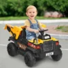 Costway 12V Battery Kids Ride On Dump Truck RC Construction Tractor W/ Electric Bucket & Electric Dump Bed