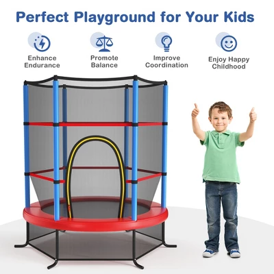 Costway 55" Kids Trampoline Bouncing Jumping Mat Recreational Trampoline W/Enclosure Net 4 Costway 55" Kids Trampoline Bouncing Jumping Mat Recreational Trampoline W/Enclosure Net - Image 4