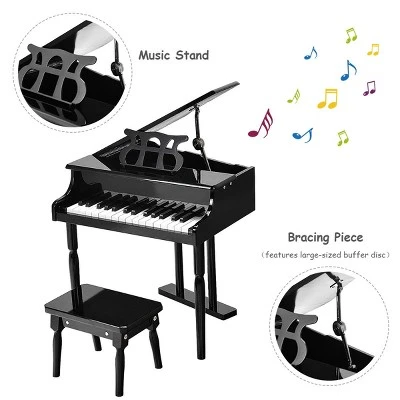 Childs 30 Key Toy Grand Baby Piano W/ Kids Bench Wood Black New 4 Childs 30 Key Toy Grand Baby Piano W/ Kids Bench Wood Black New - Image 4