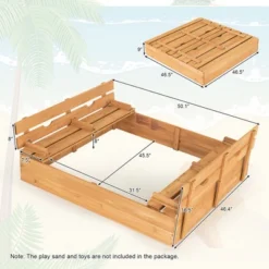 Costway Kids Large Wooden Sandbox W/Cover 2 Convertible Bench Seats For Outdoor Play 16 Costway Kids Large Wooden Sandbox W/Cover 2 Convertible Bench Seats For Outdoor Play -Costway Store GUEST c3674b92 c6a3 4b88 a8a4 ca9987955837