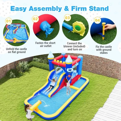 Costway 6-in-1 Inflatable Water Castle Kids Bouncer With 50 Ocean Balls & 735W Blower 7 Costway 6-in-1 Inflatable Water Castle Kids Bouncer With 50 Ocean Balls & 735W Blower - Image 7
