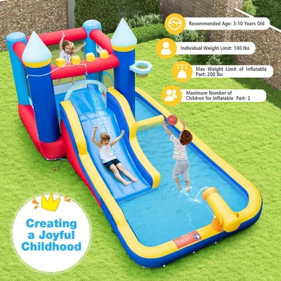 Costway 6-in-1 Inflatable Water Castle Kids Bouncer With 50 Ocean Balls & 735W Blower 4 Costway 6-in-1 Inflatable Water Castle Kids Bouncer With 50 Ocean Balls & 735W Blower - Image 4