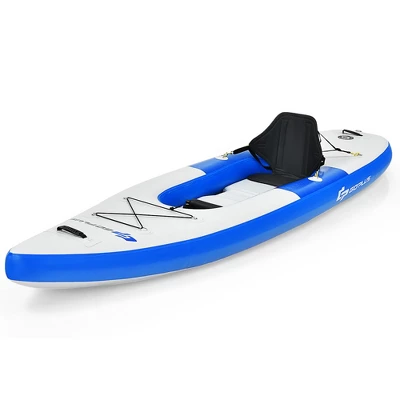 Costway 1 Person Inflatable Kayak Includes Aluminum Paddle With Hand Pump GreenBlue 9 Costway 1 Person Inflatable Kayak Includes Aluminum Paddle With Hand Pump GreenBlue - Image 9