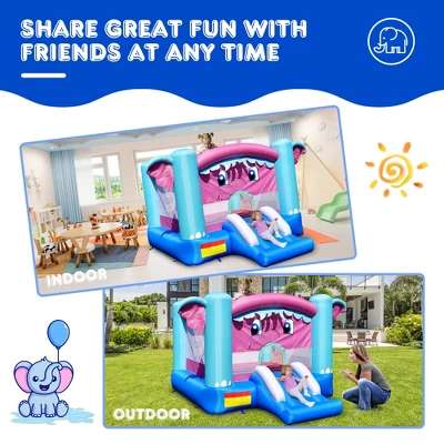 Costway Inflatable Bounce House 3-in-1 Elephant Theme Inflatable Castle Without Blower 4 Costway Inflatable Bounce House 3-in-1 Elephant Theme Inflatable Castle Without Blower - Image 4