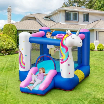 Costway Slide Bouncer Inflatable Jumping Castle Basketball Game W/ 480W Blower 2 Costway Slide Bouncer Inflatable Jumping Castle Basketball Game W/ 480W Blower - Image 2