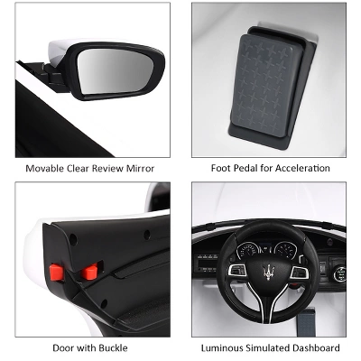 Costway 12V Maserati Licensed Kids Ride On Car W/ RC Remote Control Led Lights MP3 BluePinkWhite 7 Costway 12V Maserati Licensed Kids Ride On Car W/ RC Remote Control Led Lights MP3 BluePinkWhite - Image 7