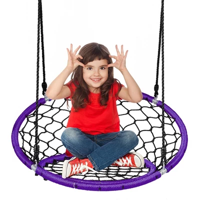 Costway Spider Web Chair Swing W/ Adjustable Hanging Ropes Kids Play Equipment BlueOrange 13 Costway Spider Web Chair Swing W/ Adjustable Hanging Ropes Kids Play Equipment BlueOrange - Image 13