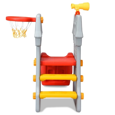 Children Climber Slide Set W/ Basketball Hoop And Telescope Toy Indoor & Outdoor 1 Children Climber Slide Set W/ Basketball Hoop And Telescope Toy Indoor & Outdoor