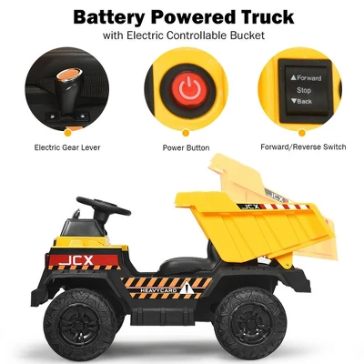Costway 12V Battery Kids Ride On Dump Truck RC Construction Tractor W/ Electric Bucket & Electric Dump Bed 5 Costway 12V Battery Kids Ride On Dump Truck RC Construction Tractor W/ Electric Bucket & Electric Dump Bed - Image 5