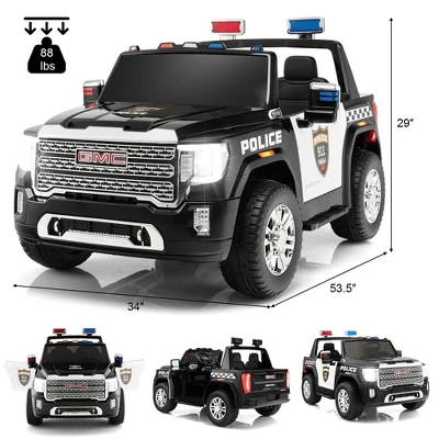 Costway 12V Licensed GMC Kids Ride On Police Car 2-Seater Truck W/Remote Control & Music 3 Costway 12V Licensed GMC Kids Ride On Police Car 2-Seater Truck W/Remote Control & Music - Image 3
