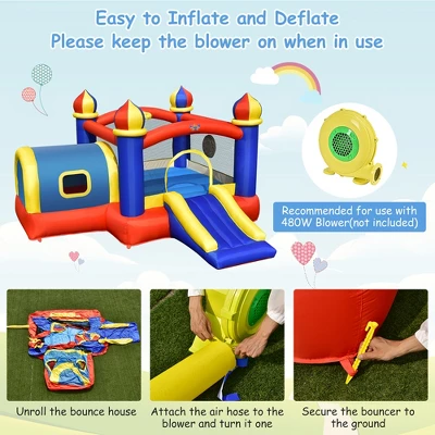 Costway Inflatable Castle Kids Bounce House W/ Slide Jumping & Playhouse Blower Excluded 7 Costway Inflatable Castle Kids Bounce House W/ Slide Jumping & Playhouse Blower Excluded - Image 7