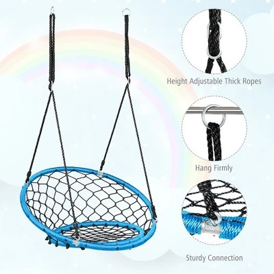Costway Spider Web Chair Swing W/ Adjustable Hanging Ropes Kids Play Equipment BlueOrange 4 Costway Spider Web Chair Swing W/ Adjustable Hanging Ropes Kids Play Equipment BlueOrange - Image 4