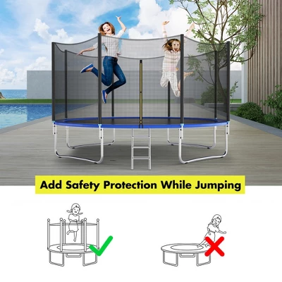 Costway 12/14/16FT Replacement Trampoline Safety Enclosure Net W/ Zipper & Protection Buckles 2 Costway 12/14/16FT Replacement Trampoline Safety Enclosure Net W/ Zipper & Protection Buckles - Image 2