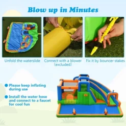 Costway Inflatable Water Slide Giant Bounce Castle W/Dual Climbing Walls Blower Excluded