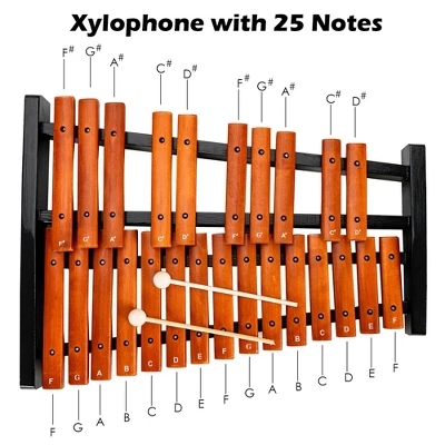 Costway 25 Note Xylophone Wooden Percussion Educational Instrument W/ 2 Mallets 6 Costway 25 Note Xylophone Wooden Percussion Educational Instrument W/ 2 Mallets - Image 6