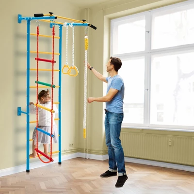 Costway 5 In 1 Kids Indoor Gym Playground Swedish Wall Ladder Children Home Climbing Gym 2 Costway 5 In 1 Kids Indoor Gym Playground Swedish Wall Ladder Children Home Climbing Gym - Image 2