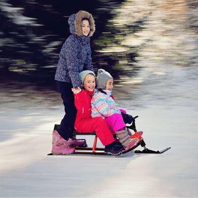 Costway Snow Racer Sled Steering Wheel Double Brakes Pull Rope Slider 2 Costway Snow Racer Sled Steering Wheel Double Brakes Pull Rope Slider - Image 2