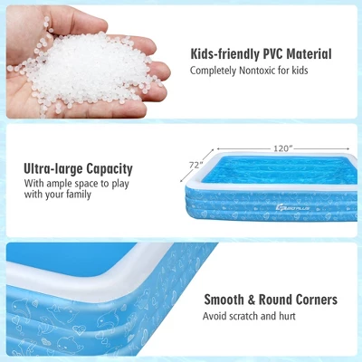 Costway Inflatable Swimming Pool 120'' X 72'' X 22'' Full-Sized Family Swimming Pool 5 Costway Inflatable Swimming Pool 120'' X 72'' X 22'' Full-Sized Family Swimming Pool - Image 5