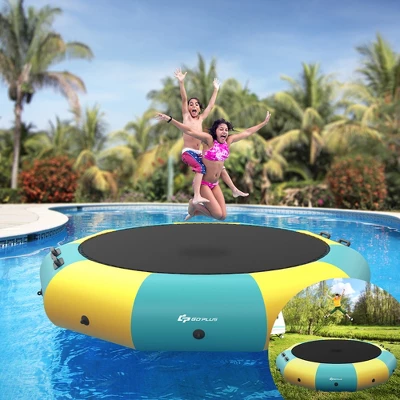 Costway 12FT Inflatable Water Bouncer Splash Padded Water Trampoline BlueYellow 11 Costway 12FT Inflatable Water Bouncer Splash Padded Water Trampoline BlueYellow - Image 11
