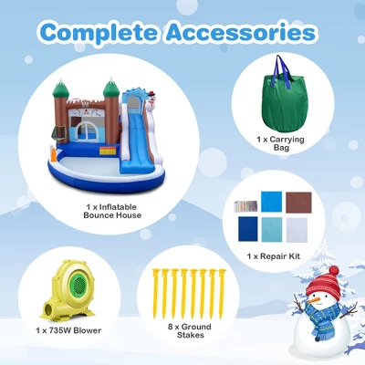 Costway 6-in-1 Winter Theme Snowman Inflatable Castle Kids Bounce House With 735W Blower 8 Costway 6-in-1 Winter Theme Snowman Inflatable Castle Kids Bounce House With 735W Blower - Image 8