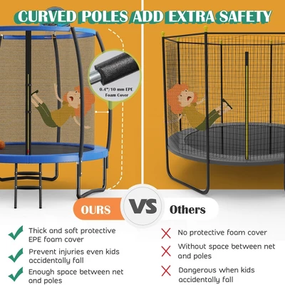 Costway 8 FT Recreational Trampoline W/ Basketball Hoop Safety Enclosure Net Ladder 3 Costway 8 FT Recreational Trampoline W/ Basketball Hoop Safety Enclosure Net Ladder - Image 3