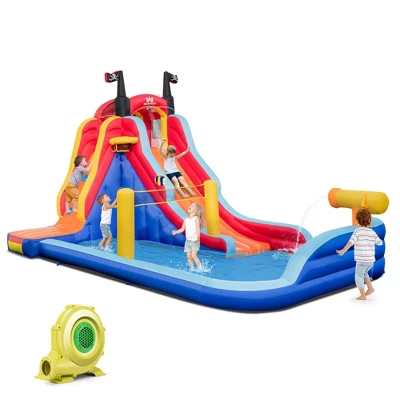 Costway Inflatable Water Slide Park Pirate Theme Bouncer Playhouse Castle With 735W Blower 9 Costway Inflatable Water Slide Park Pirate Theme Bouncer Playhouse Castle With 735W Blower - Image 9
