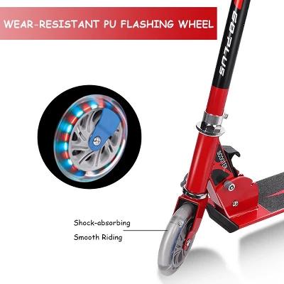 Costway Folding Aluminum 2 Wheel Kids Kick Scooter Adjustable Height LED Light Up 5 Costway Folding Aluminum 2 Wheel Kids Kick Scooter Adjustable Height LED Light Up - Image 5