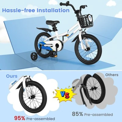 Costway 16'' Kid's Bike With Removable Training Wheels & Basket For 4-7 Years Old White/Blue/Red/Skyblue 5 Costway 16'' Kid's Bike With Removable Training Wheels & Basket For 4-7 Years Old White/Blue/Red/Skyblue - Image 5