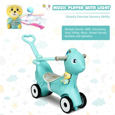 Costway Baby Rocking Horse 4 In 1 Kids Ride On Toy Push Car W/ Music Indoor Outdoor Gift 5 Costway Baby Rocking Horse 4 In 1 Kids Ride On Toy Push Car W/ Music Indoor Outdoor Gift - Image 5