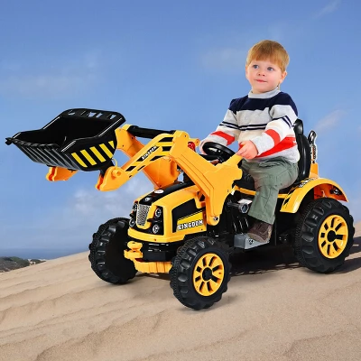 Costway 12V Battery Powered Kids Ride On Excavator Truck W/ Front Loader Digger Yellow 1 Costway 12V Battery Powered Kids Ride On Excavator Truck W/ Front Loader Digger Yellow