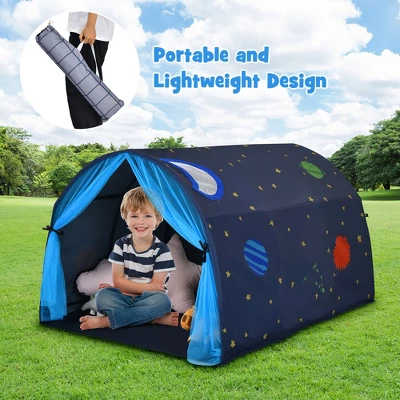 Costway Kids Bed Tent Play Tent Portable Playhouse Twin Sleeping W/Carry Bag Pink/Purple/Blue 4 Costway Kids Bed Tent Play Tent Portable Playhouse Twin Sleeping W/Carry Bag Pink/Purple/Blue - Image 4