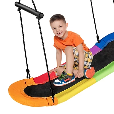 Costway Saucer Tree Swing Surf Kids Outdoor Adjustable Oval Platform Set W/ Handle BlueGreen ColorfulCamouflage Green 11 Costway Saucer Tree Swing Surf Kids Outdoor Adjustable Oval Platform Set W/ Handle BlueGreen ColorfulCamouflage Green - Image 11