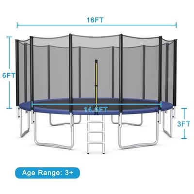 Costway 8/10/12/14/15/16 FT Outdoor Trampoline Bounce Combo W/Safety Closure Net Ladder 2 Costway 8/10/12/14/15/16 FT Outdoor Trampoline Bounce Combo W/Safety Closure Net Ladder - Image 2