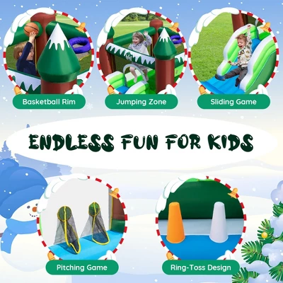 Costway 6-in-1 Winter Themed Snowman Inflatable Castle Kids Jumping House With 735W Blower 5 Costway 6-in-1 Winter Themed Snowman Inflatable Castle Kids Jumping House With 735W Blower - Image 5