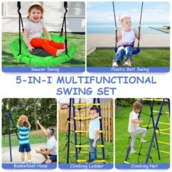 Costway 5-In-1 Outdoor Kids Swing Set W/ Heavy Duty Swing Frame & Ground Stakes Backyard 14 Costway 5-In-1 Outdoor Kids Swing Set W/ Heavy Duty Swing Frame & Ground Stakes Backyard -Costway Store GUEST d1660a8a 105e 4ebf a42d 18e5d24030ff