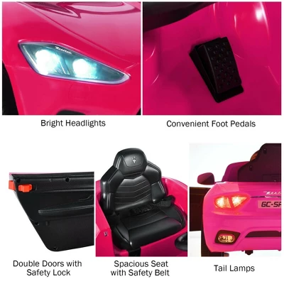 Costway 12V Kids Ride On Car Maserati GranCabrio Licensed W/ Remote Control& Lights Pink 7 Costway 12V Kids Ride On Car Maserati GranCabrio Licensed W/ Remote Control& Lights Pink - Image 7