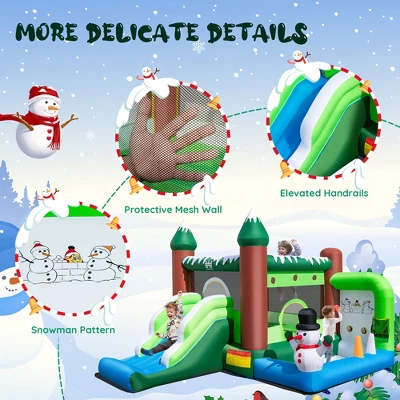 Costway 6-in-1 Winter Themed Snowman Inflatable Castle Kids Jumping House With 735W Blower 7 Costway 6-in-1 Winter Themed Snowman Inflatable Castle Kids Jumping House With 735W Blower - Image 7