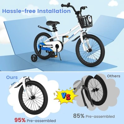 Costway 18'' Kid's Bike With Removable Training Wheels & Basket For 4-8 Years Old White/Blue/Red/Skyblue 5 Costway 18'' Kid's Bike With Removable Training Wheels & Basket For 4-8 Years Old White/Blue/Red/Skyblue - Image 5