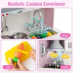 Costway Kids Pretend Kitchen Play Set Toddler Toy Wooden Chef Height Adjustable With Sounds 14 Costway Kids Pretend Kitchen Play Set Toddler Toy Wooden Chef Height Adjustable With Sounds -Costway Store GUEST d57a2014 3602 4a97 8ccd 692ca81e44a4