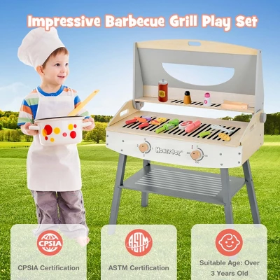 Costway Kids Barbecue Grill Playset, Wooden Kitchen Playset With Clip 4 BBQ Poles 8 Costway Kids Barbecue Grill Playset, Wooden Kitchen Playset With Clip 4 BBQ Poles - Image 8