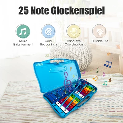 Costway 25 Notes Kids Glockenspiel Chromatic Metal Xylophone W/Case And 2 Mallets 5 Costway 25 Notes Kids Glockenspiel Chromatic Metal Xylophone W/Case And 2 Mallets - Image 5