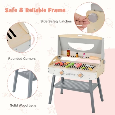 Costway Kids Barbecue Grill Playset, Wooden Kitchen Playset With Clip 4 BBQ Poles 7 Costway Kids Barbecue Grill Playset, Wooden Kitchen Playset With Clip 4 BBQ Poles - Image 7