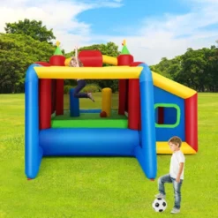Costway Inflatable Bounce House, 7-in-1 Jump And Slide Bouncer W/ Basketball Rim, Football & Ocean Ball Playing Area, Dart Target(Without Blower)