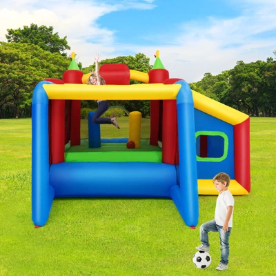 Costway Inflatable Bounce House, 7-in-1 Jump And Slide Bouncer W/ Basketball Rim, Football & Ocean Ball Playing Area, Dart Target(Without Blower) 1 Costway Inflatable Bounce House, 7-in-1 Jump And Slide Bouncer W/ Basketball Rim, Football & Ocean Ball Playing Area, Dart Target(Without Blower)