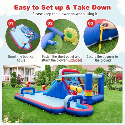 Costway Inflatable Water Slide Park Kids Bounce House Climbing Jumping Without Blower 7 Costway Inflatable Water Slide Park Kids Bounce House Climbing Jumping Without Blower - Image 7